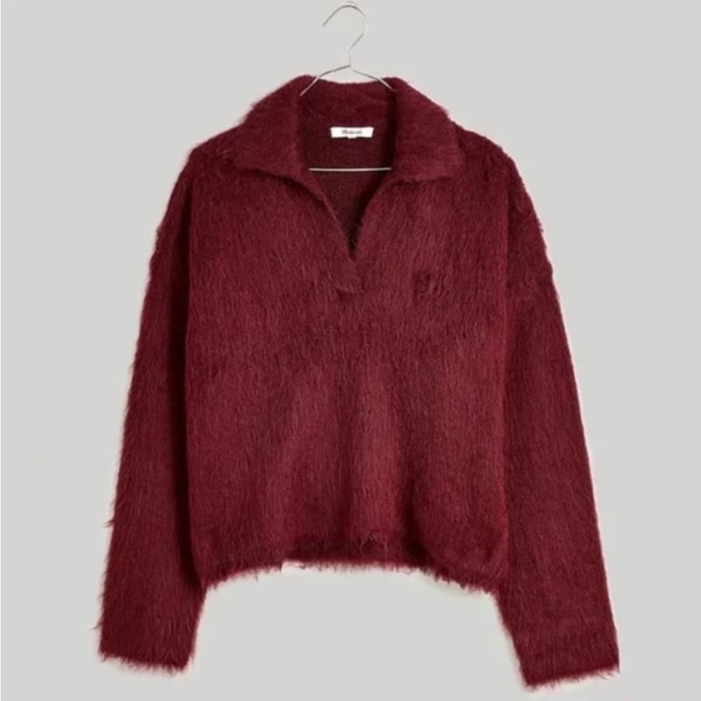 Madewell Brushed Polo Sweater Burgundy size Small